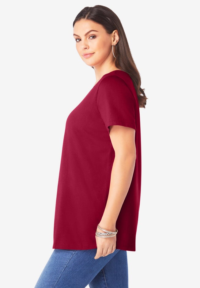 Plus Size Cotton Ultimate V-Neck Tee image number 2