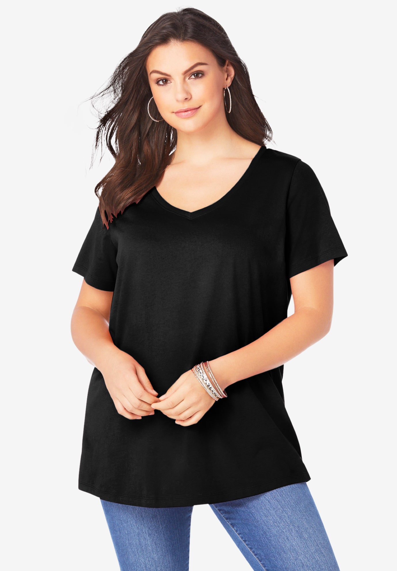 Plus Size Cotton Ultimate V-Neck Tee image number 0