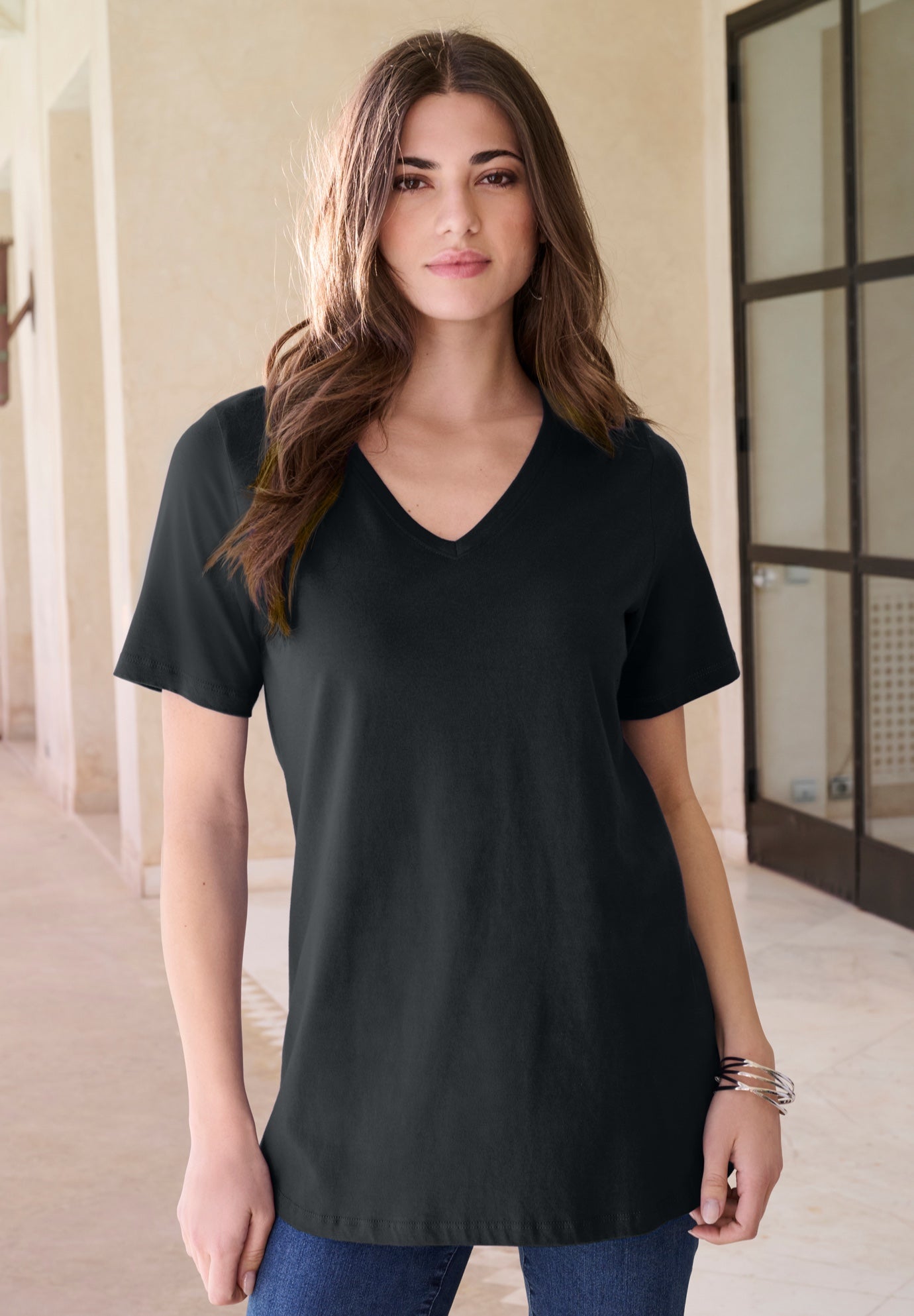 Plus Size Cotton Ultimate V-Neck Tee image number 0