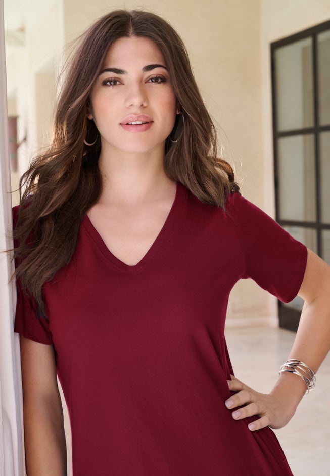 Plus Size Cotton Ultimate V-Neck Tee image number 0
