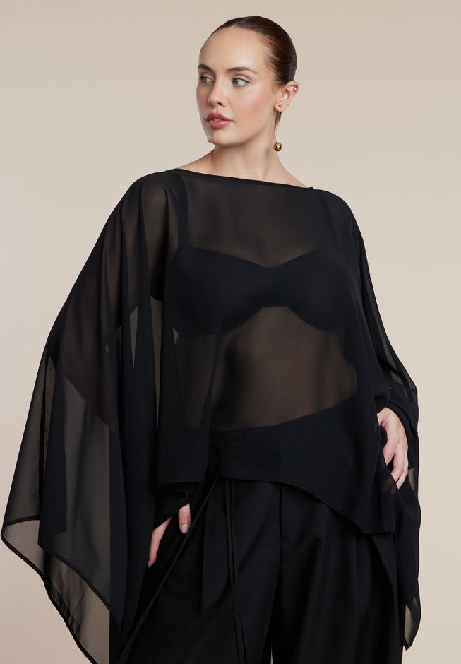 Sheer Dramatic Chiffon Cape image number 1