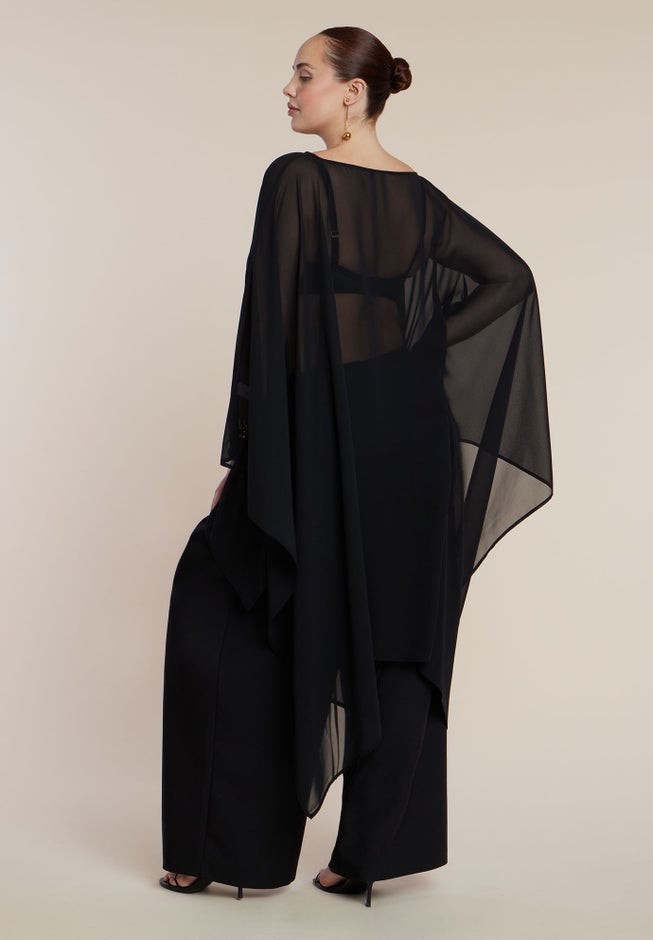 Sheer Dramatic Chiffon Cape image number 3
