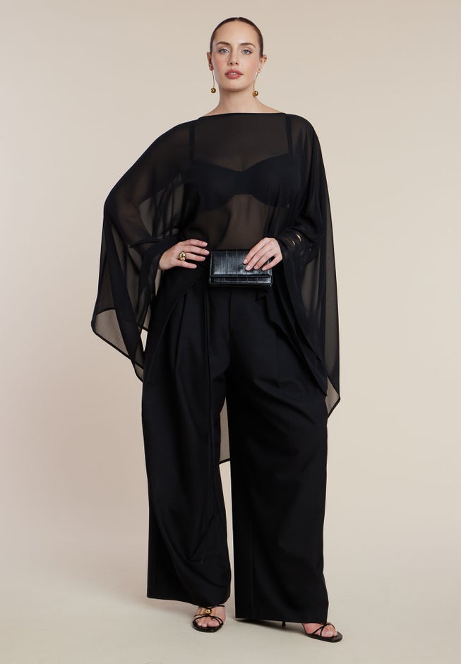 Sheer Dramatic Chiffon Cape image number 5