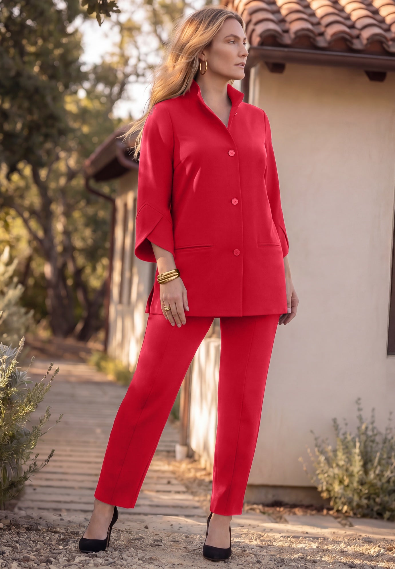 Crepe Button-Front Swing Top image number 3