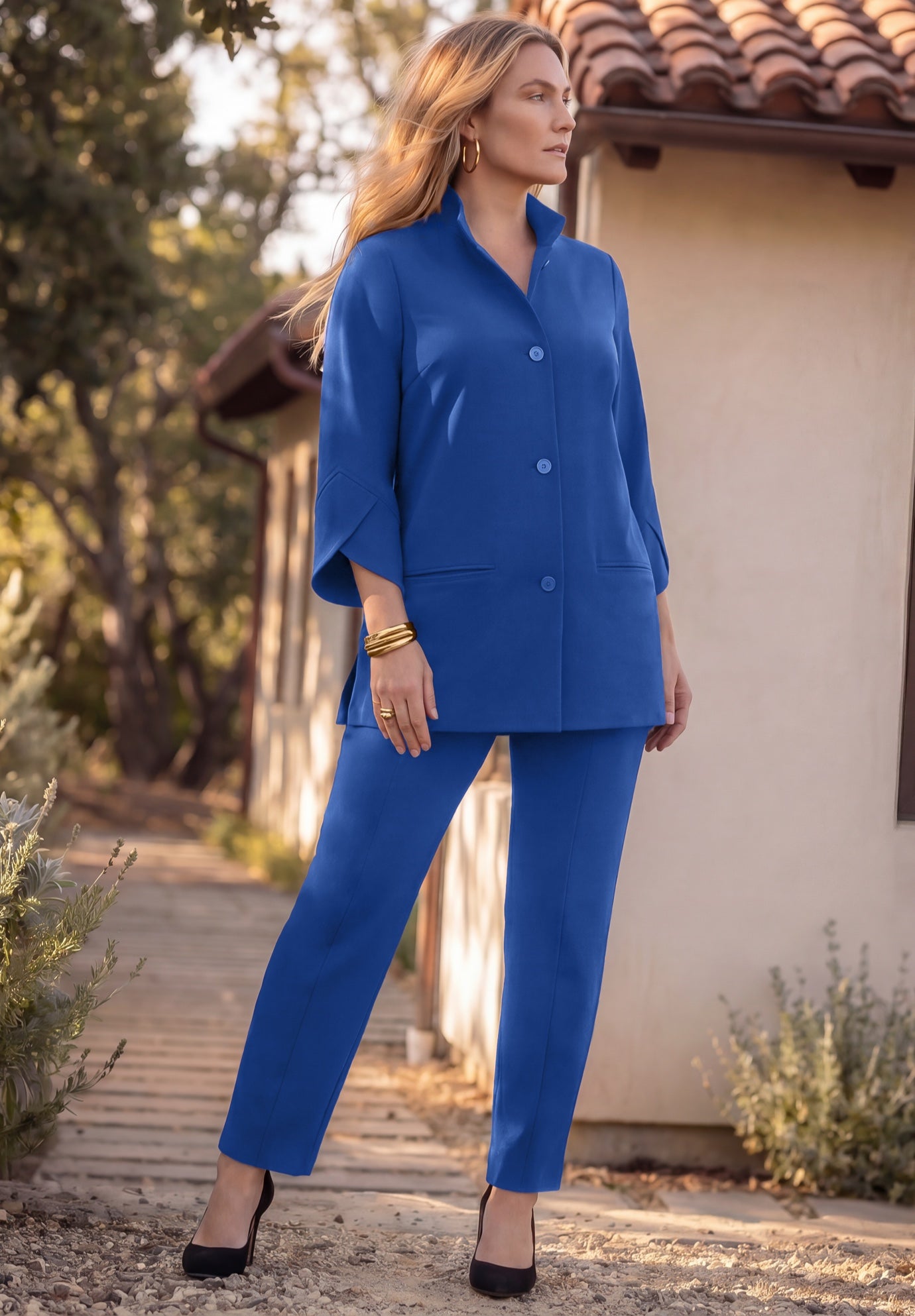 Crepe Button-Front Swing Top image number 2