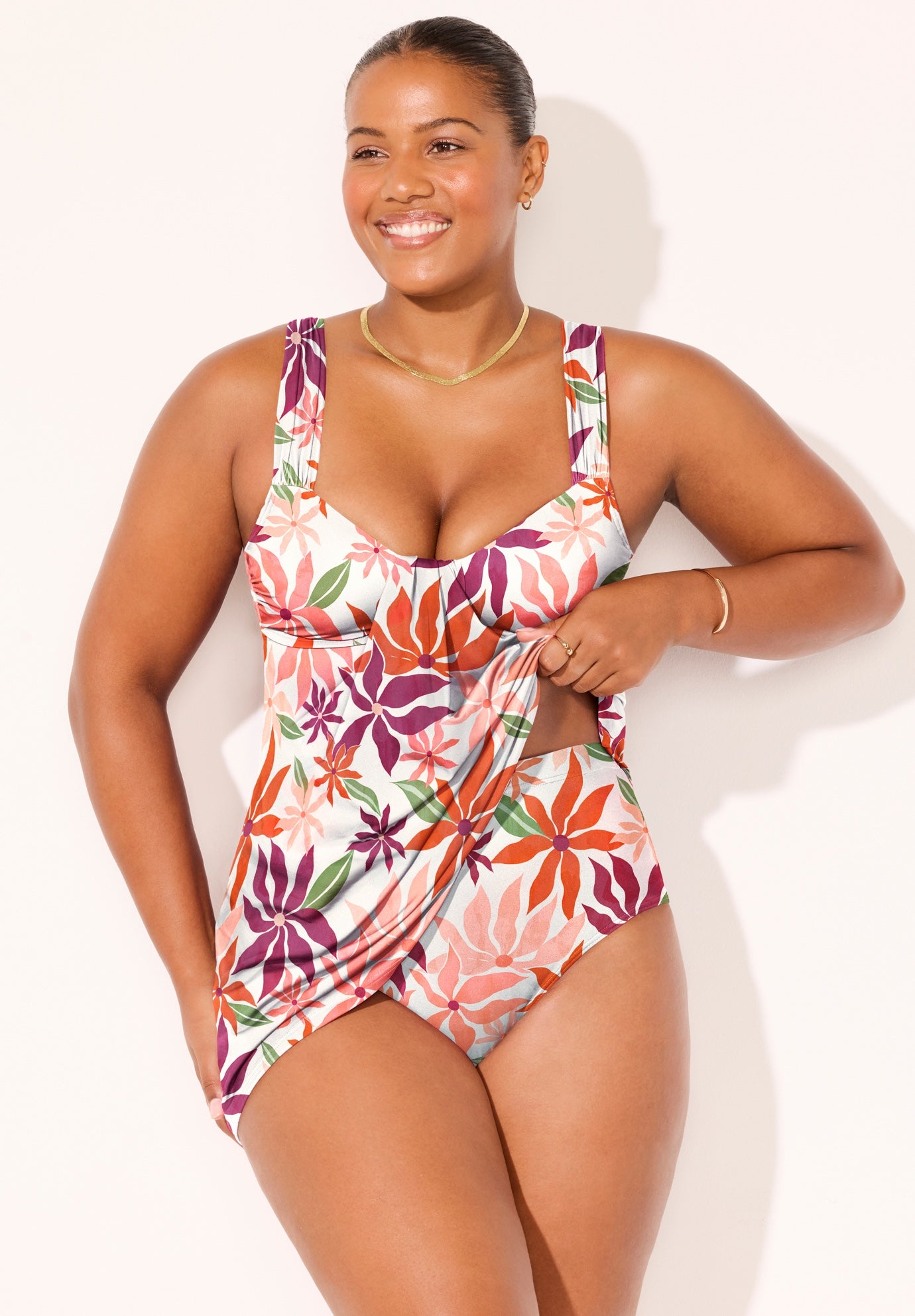 Shirred Sweetheart Two-Piece Swimdress image number 6