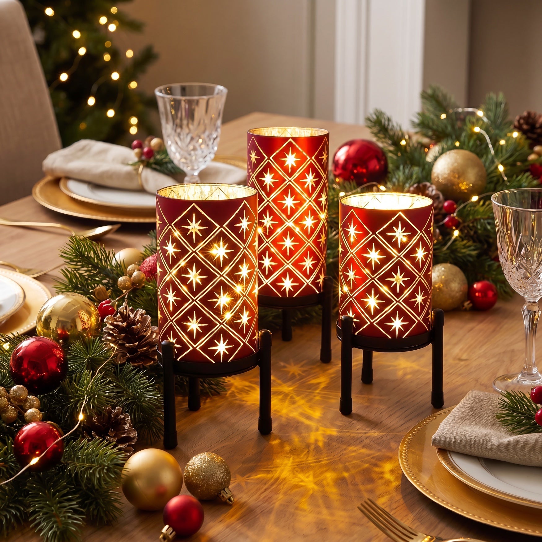Pre-lit Glass Candle Holders, Set of 3 image number 2