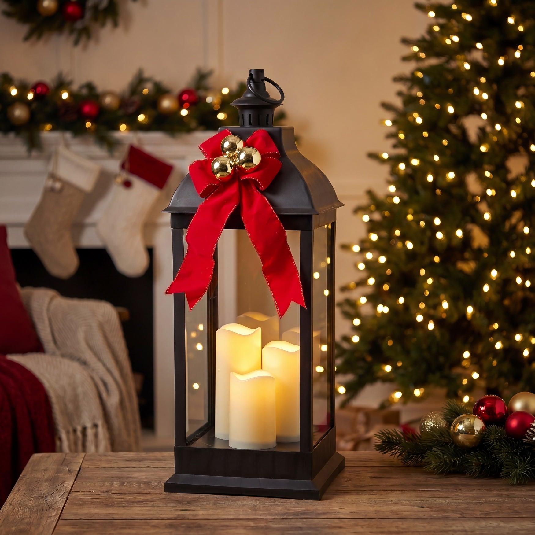24"H Pre-lit Candle lantern image number 0