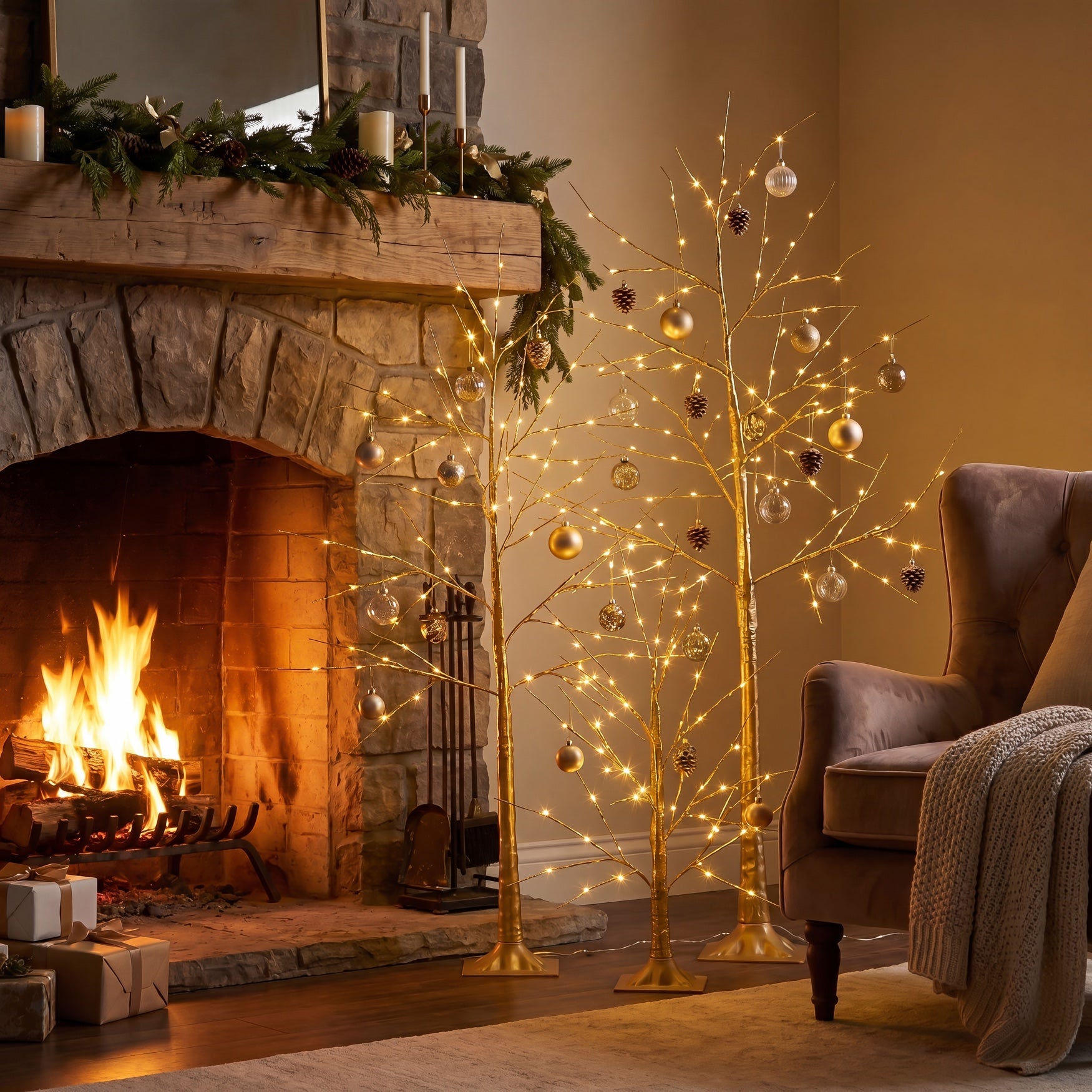 LED Gold Trees, Set of 3 image number 4
