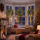 Hanging 20" Pre-lit Mixed Pine Wreath, Set of 3 image number 2