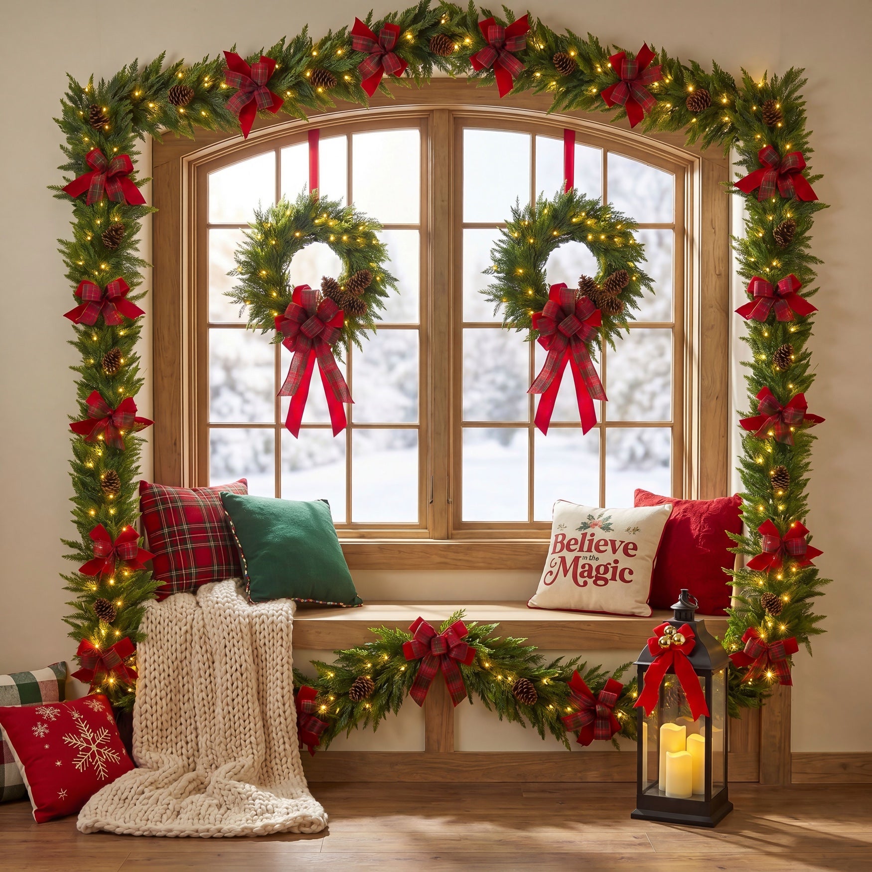 Double the Cheer Pre-lit Wreaths, Set of 2 image number 5