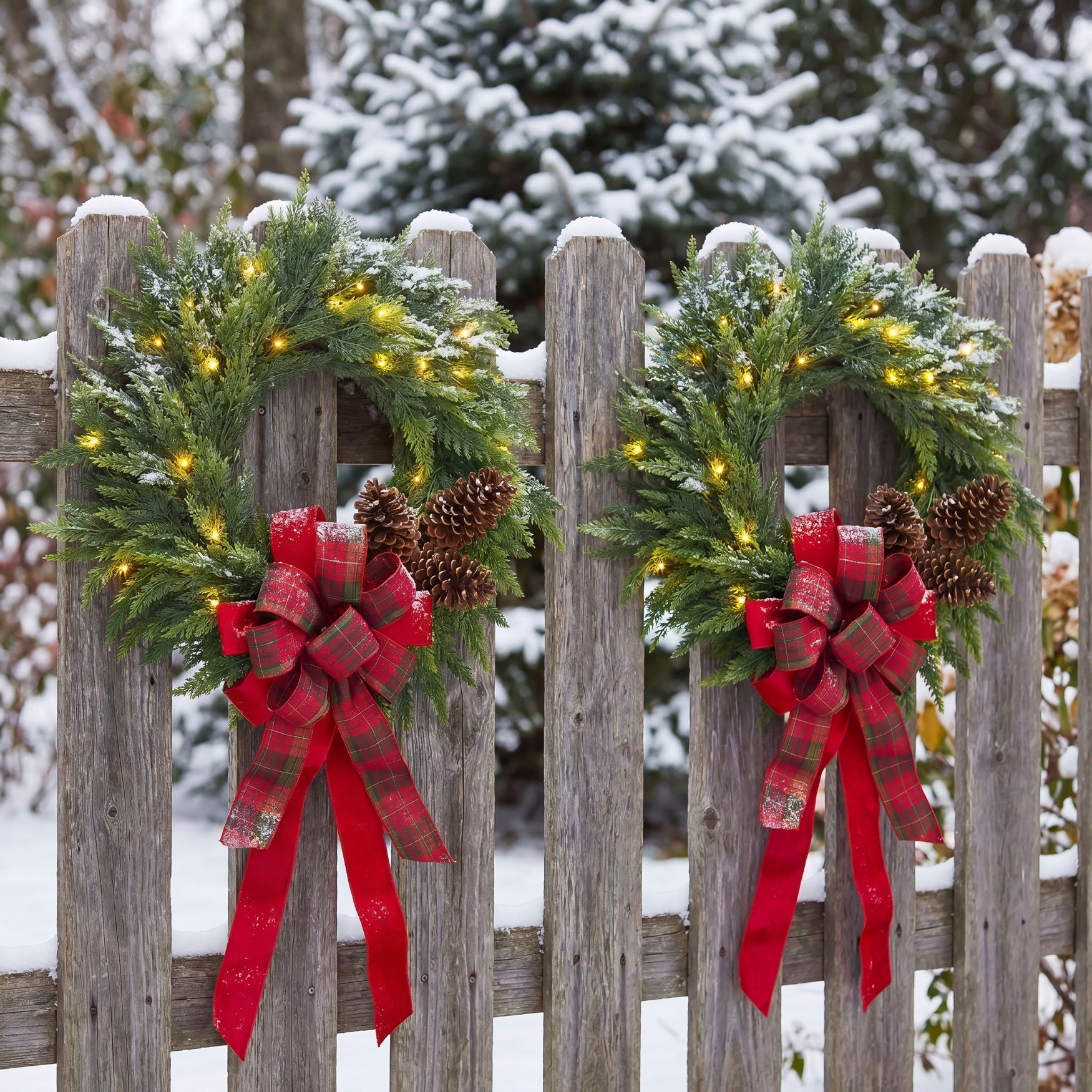 Double the Cheer Pre-lit Wreaths, Set of 2 image number 8