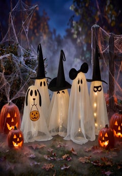 Set of 5 LED Gauze Ghost Family