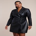 Faux Leather Corset-Waist Blazer Mini Dress image number 3