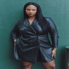 Faux Leather Corset-Waist Blazer Mini Dress image number 0