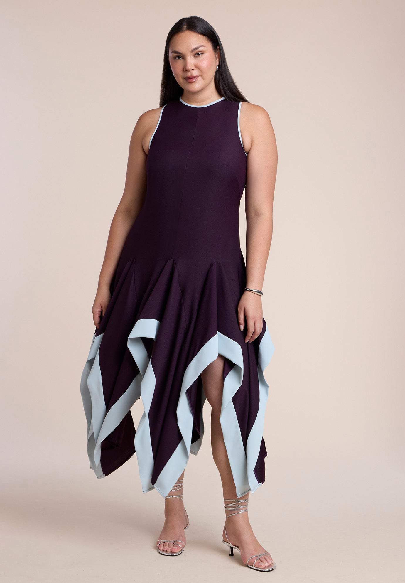 Contrast Satin Godet Maxi Dress image number 1