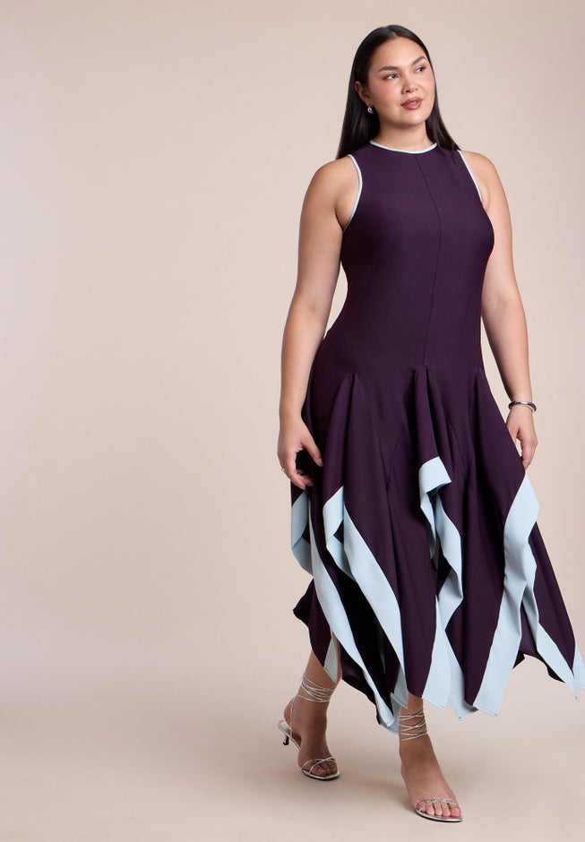 Contrast Satin Godet Maxi Dress image number 2
