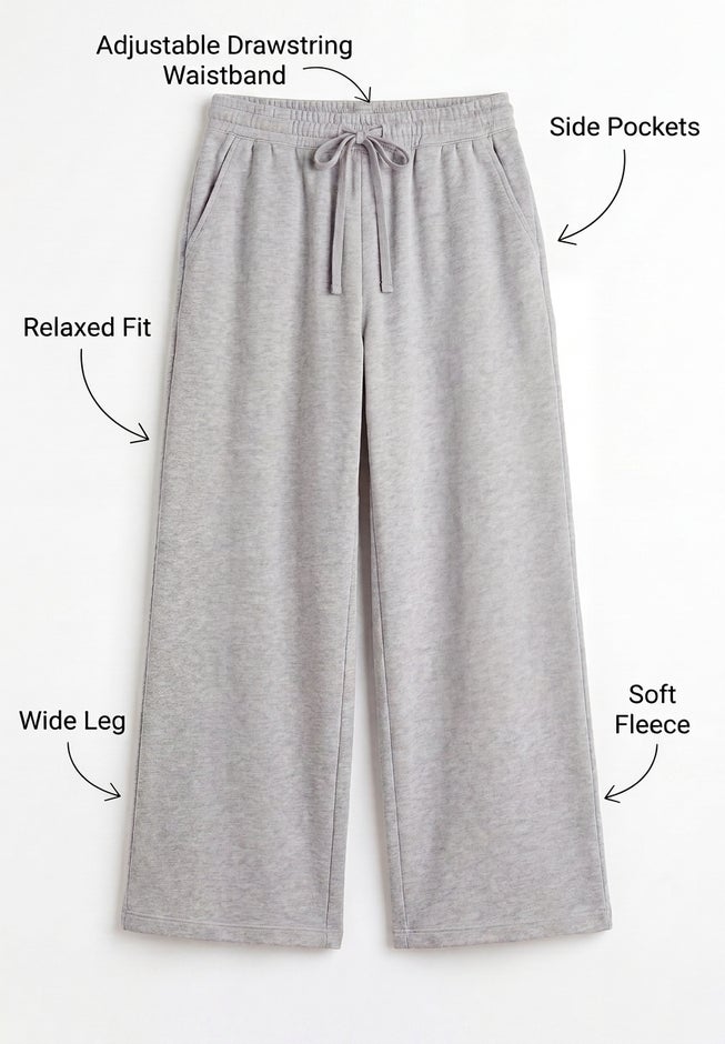 Drawstring-Waist Wide-Leg Fleece Sweatpant image number 1