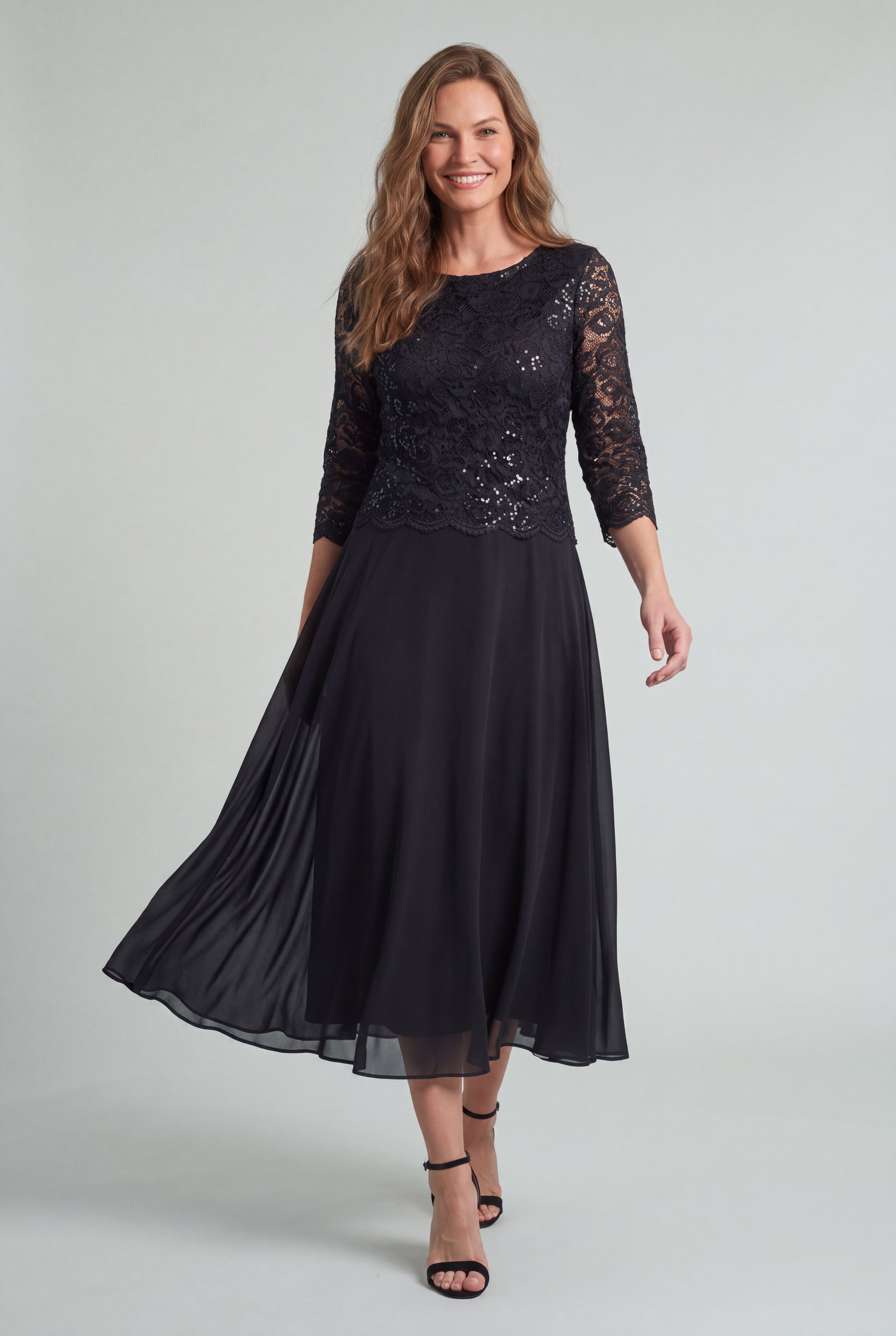 Two-fer Lace Bodice Georgette Dress image number 0