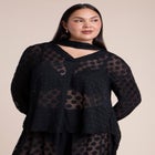 Sheer Polka Dot Blouse With Neck Tie image number 1