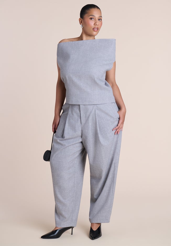 Wide-Neck Suiting Top image number 4