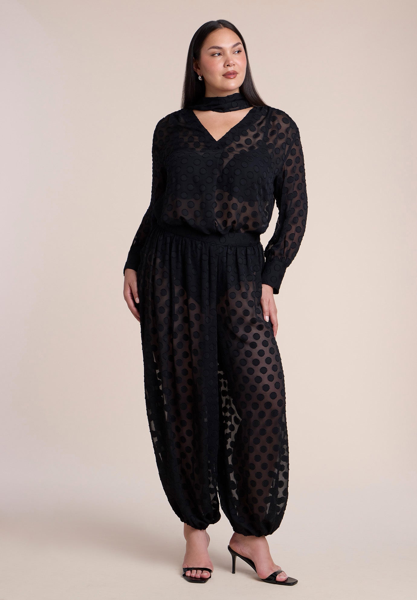 Sheer Polka Dot Balloon Pant image number 1