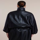 Faux Leather Funnel Neck Jacket image number 3