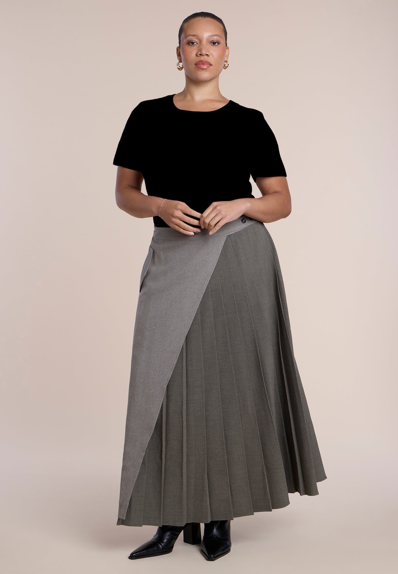 Pleated Wrap Maxi Skirt image number 3