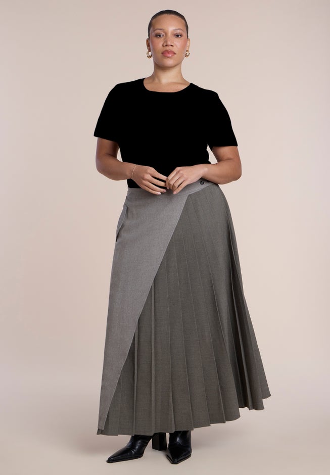 Pleated Wrap Maxi Skirt image number 3