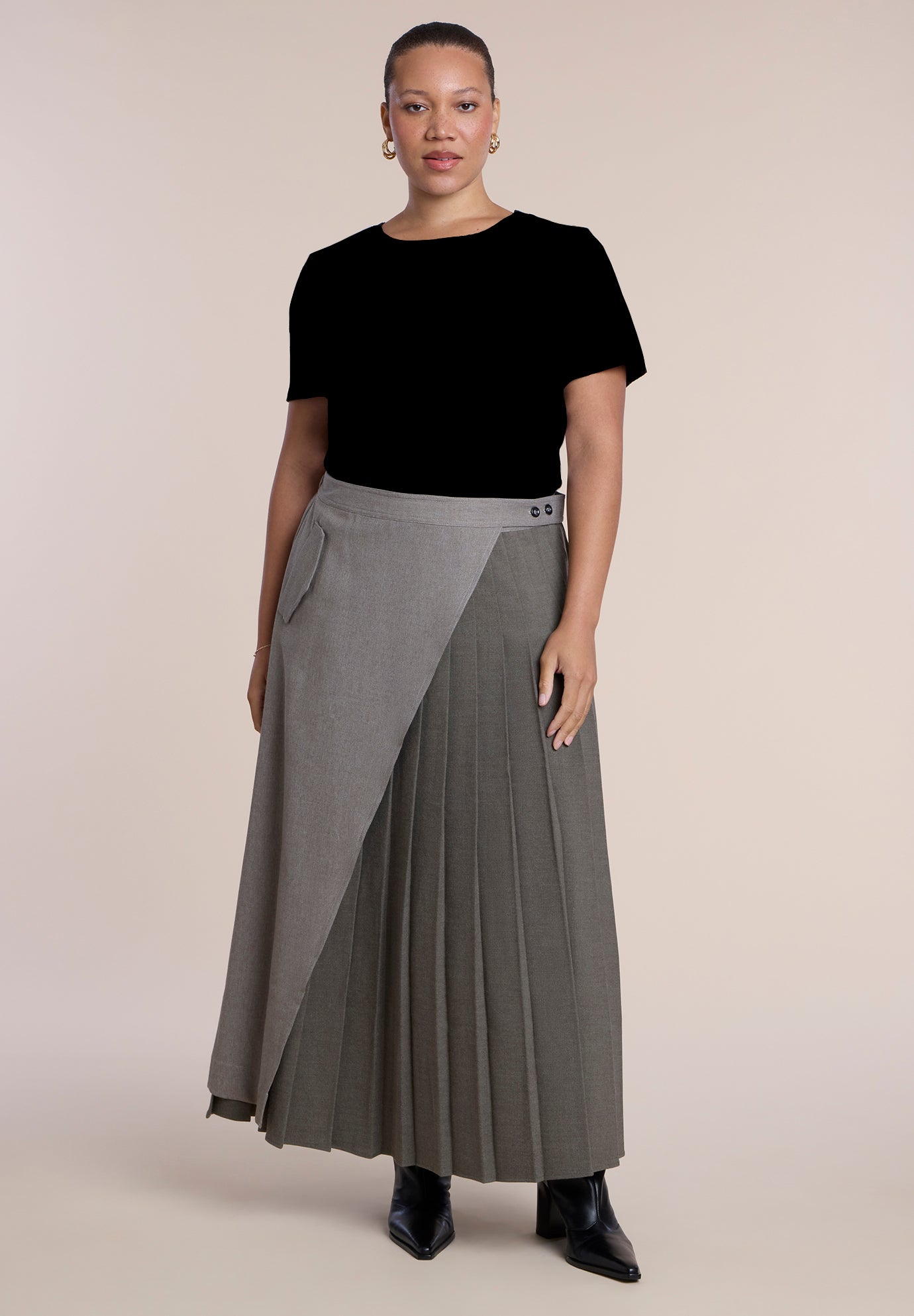 Pleated Wrap Maxi Skirt image number 0