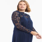 Lace Long Sleeve Satin Midi Dress image number 3