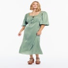 Lace-Trim Satin Midi Slip Dress image number 1