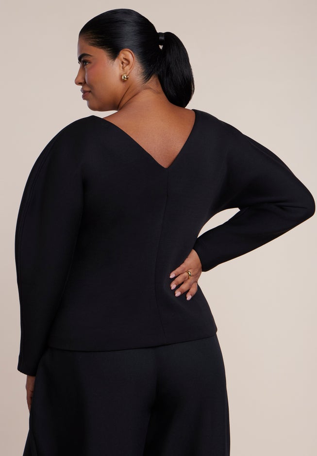 Round Sleeve V-Neck Top image number 1