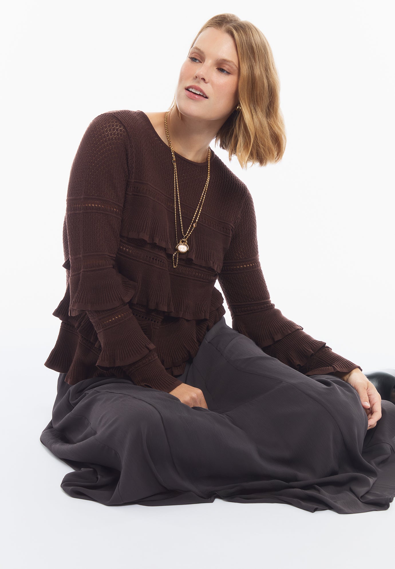 Seamed Chiffon Maxi Skirt image number 4