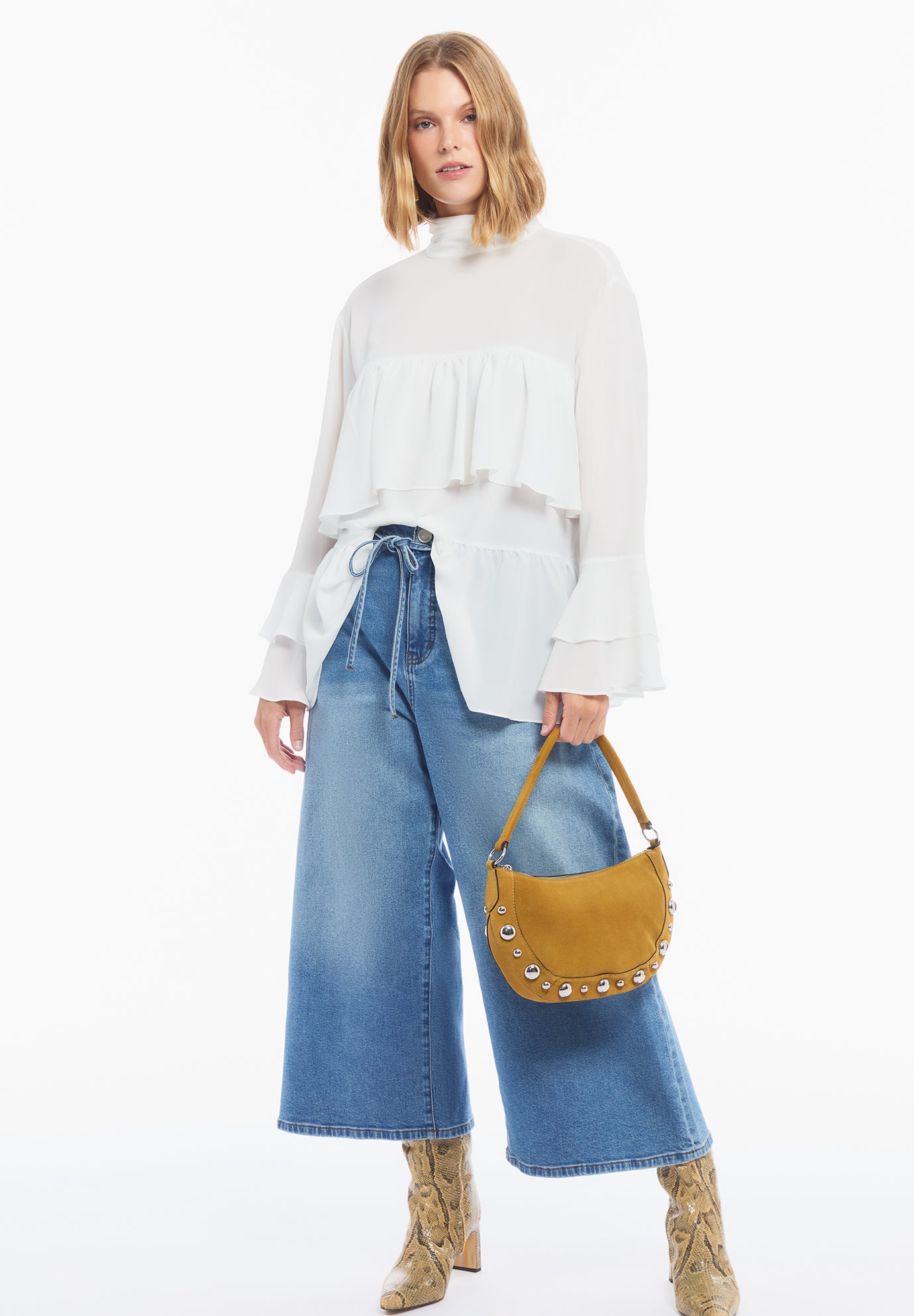Ruffled Chiffon Long Sleeve Blouse image number 1