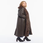 Faux Fur-Trim Faux Leather Coat image number 3