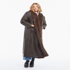 Faux Fur-Trim Faux Leather Coat image number 1