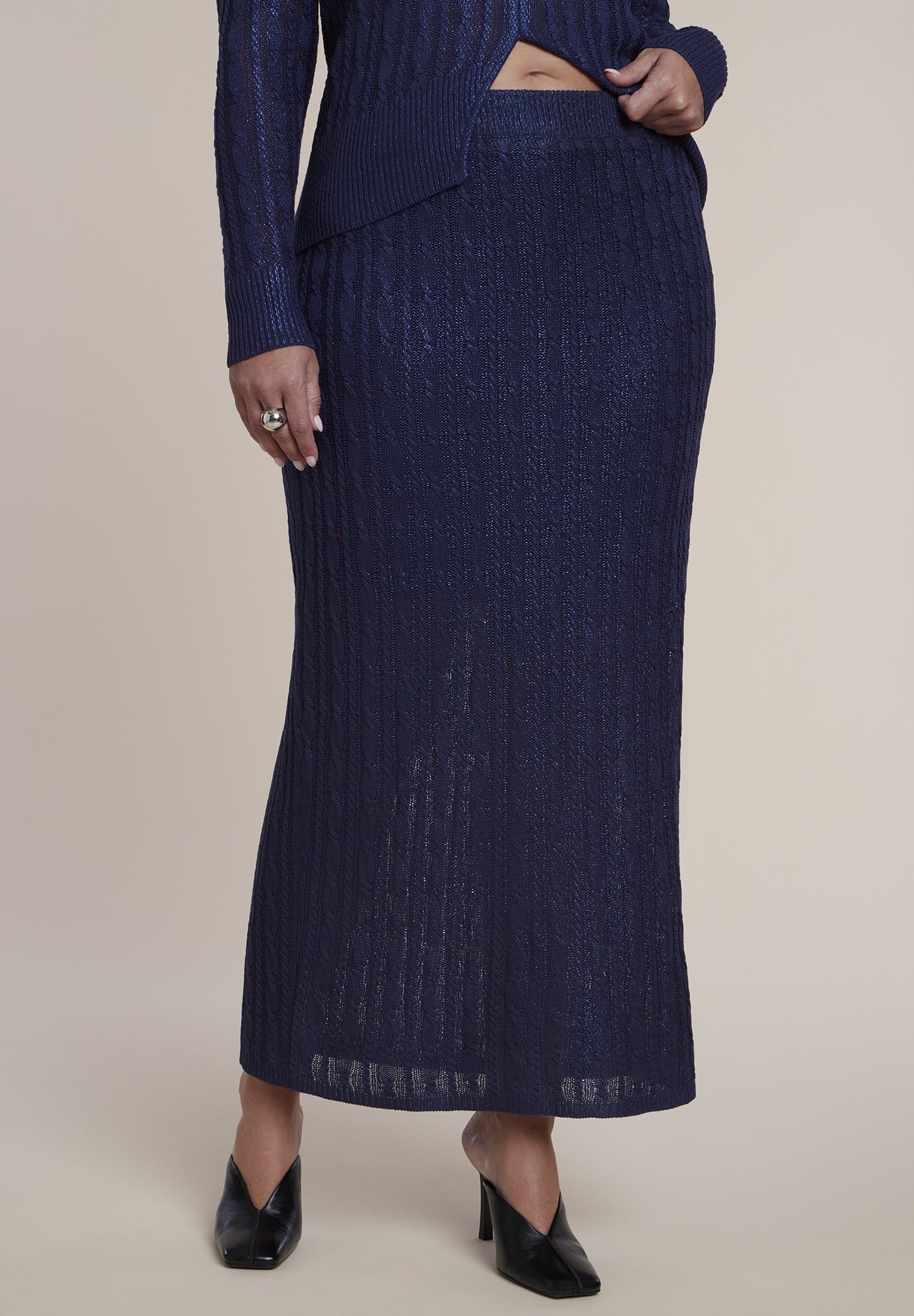 Metallic Knit Maxi Skirt image number 2