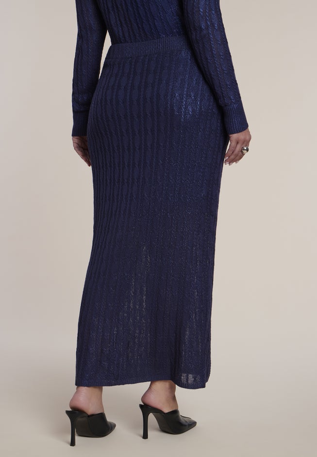 Metallic Knit Maxi Skirt image number 3
