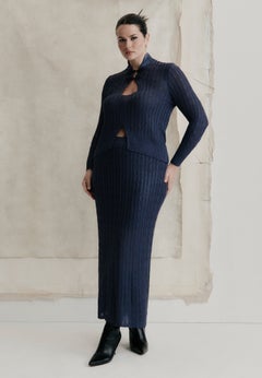 Metallic Knit Maxi Skirt