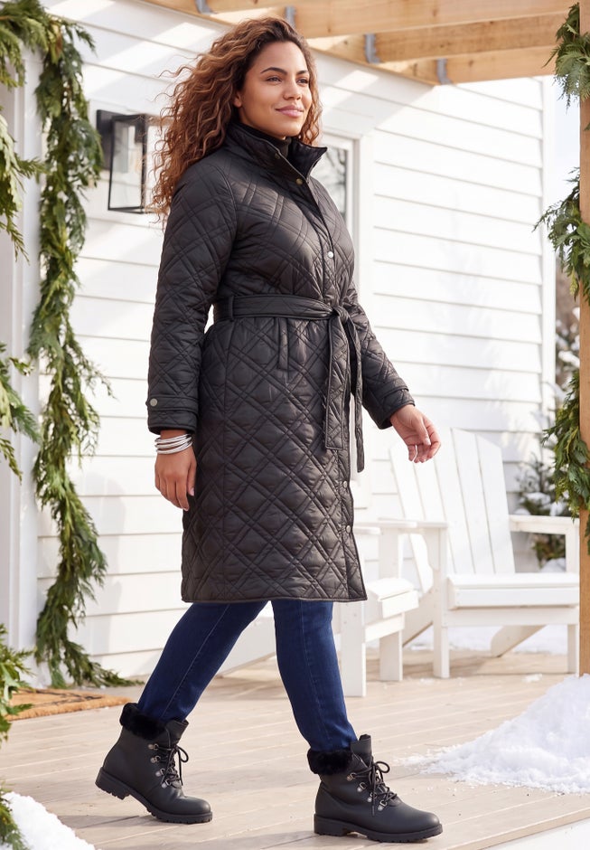 Diamond Quilted Belted Trench Coat image number 2