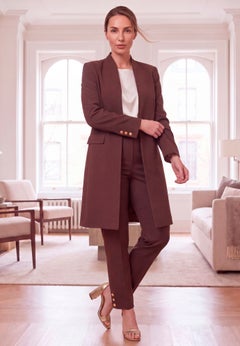 Stretch Crepe Duster Jacket Pantsuit