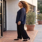 Sienna Sequin Mesh Sleeve Peasant Blouse image number 2