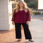 Sienna Sequin Mesh Sleeve Peasant Blouse image number 0