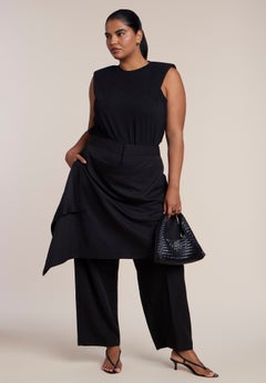 Skirt Overlay Wide-Leg Pant