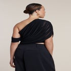 Semi-Sheer Twisted One-Shoulder Top image number 1