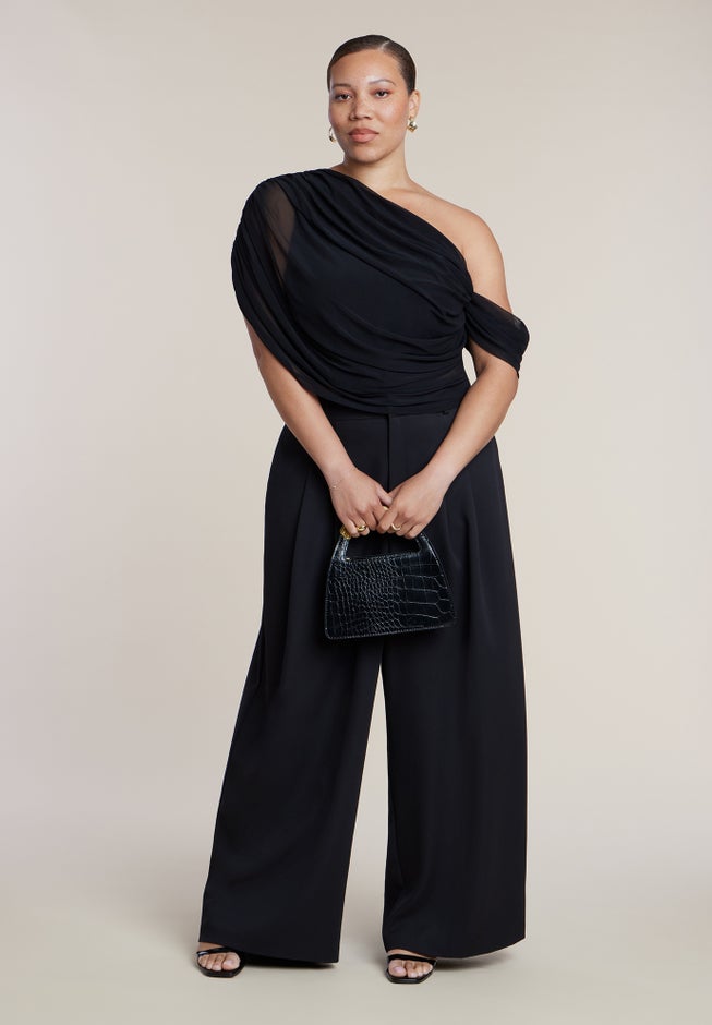 Semi-Sheer Twisted One-Shoulder Top image number 2