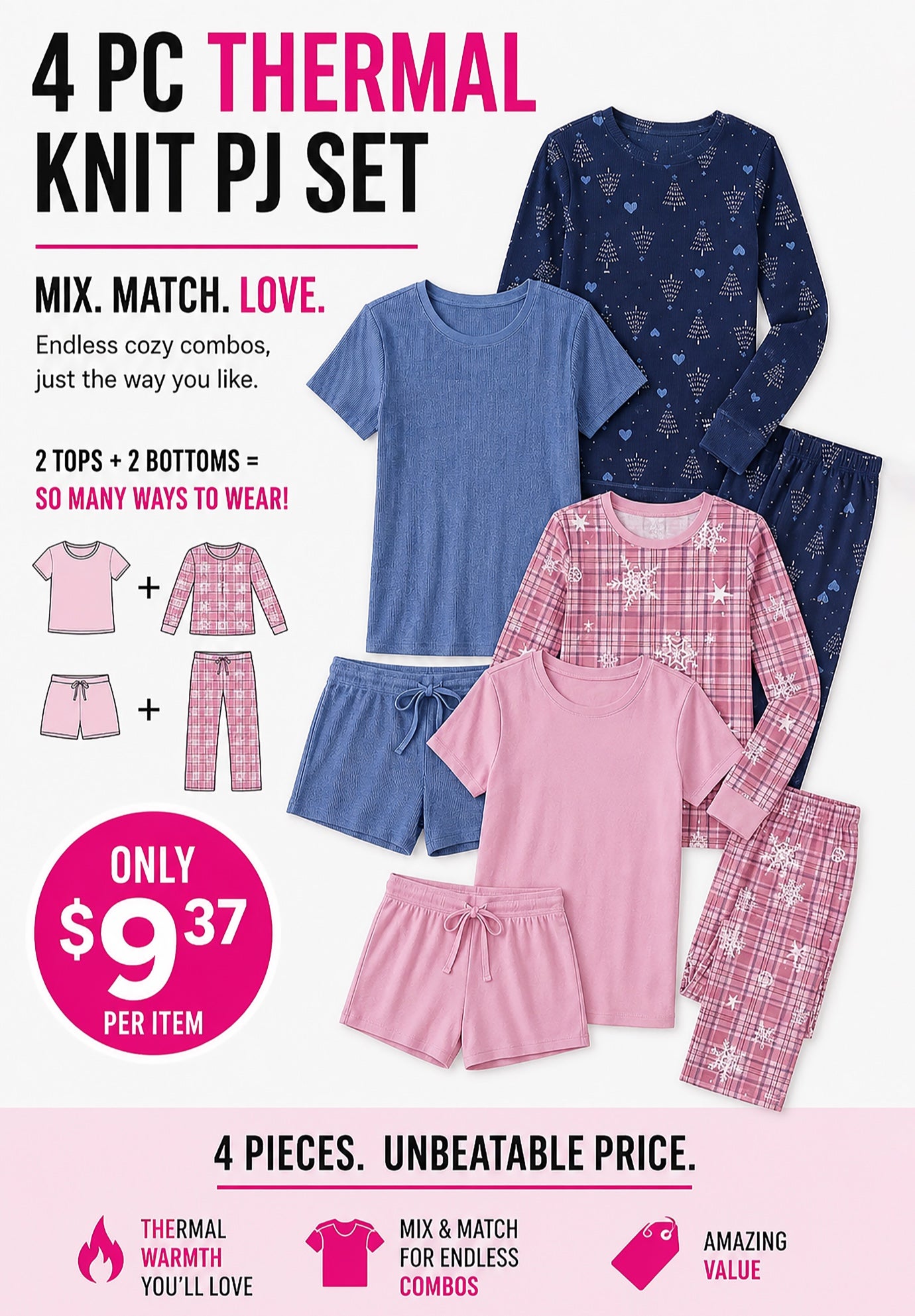 4-Piece Thermal Pajama Set image number 0