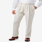 Linen Blend Plain Front Dress Pants image number null