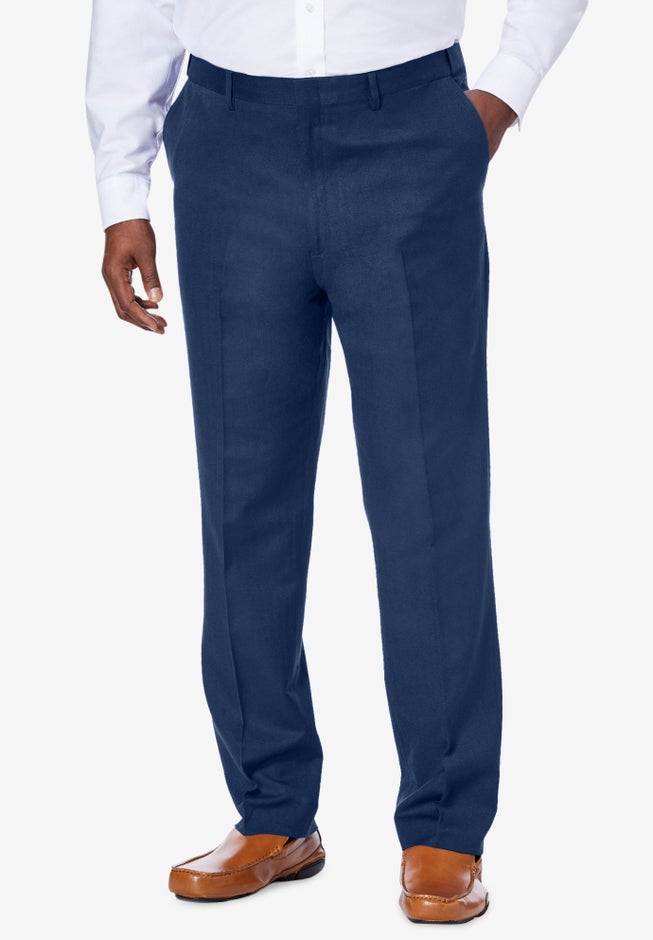 Linen Blend Plain Front Dress Pants image number 0